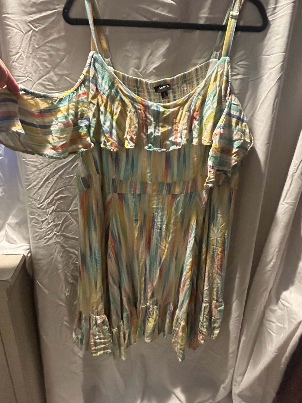 Torrid Gauze Cold Shoulder Skater Dress Size 3 Multi-Color Striped